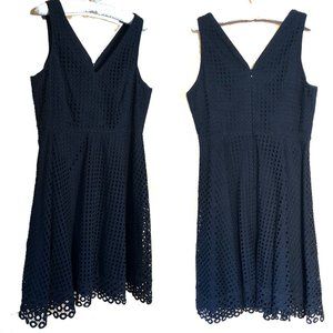 Petite Fit & Flare Black V Neck Dress